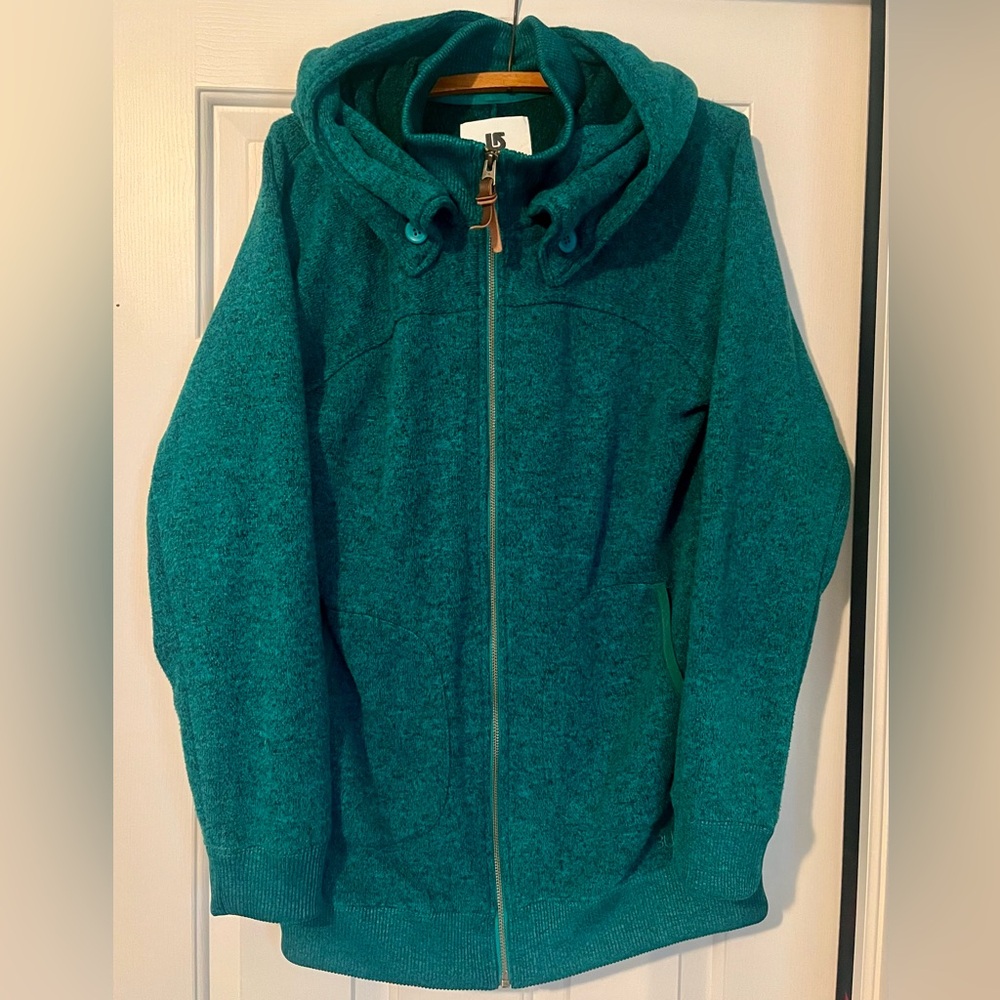 Burton Teal Green Hooded Zip Sweater